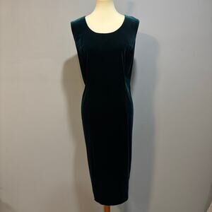 Vintage, retro dark teal emerald Velvet party Dress NYE New Years, size medium